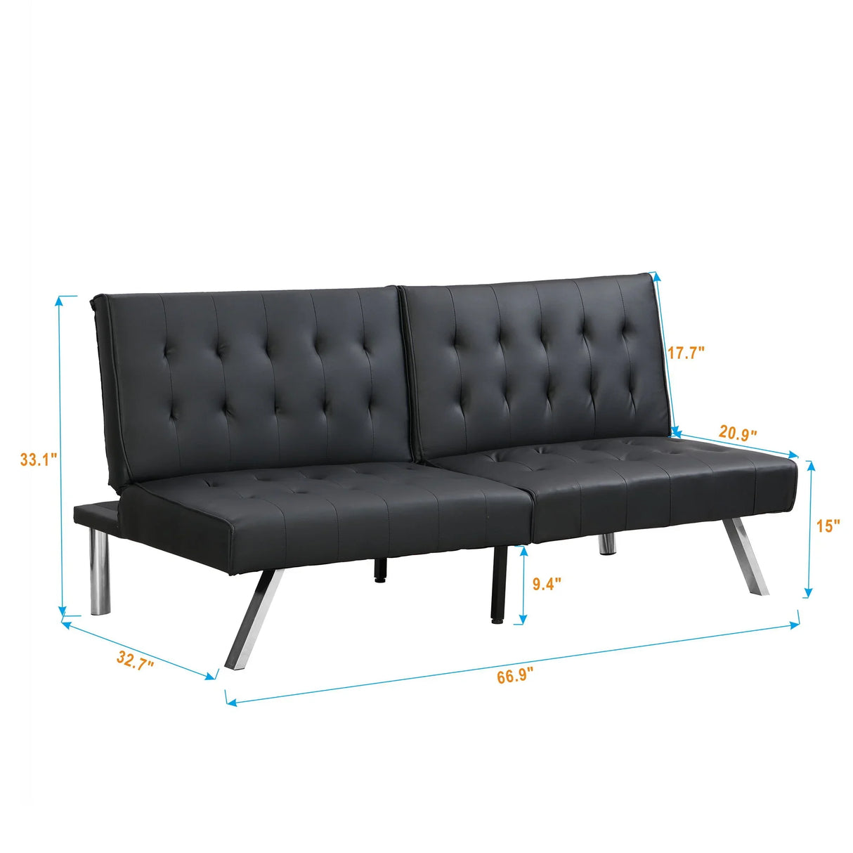 Contemporary Wood Frame Sofa Bed With Stainless Legs - Black - Furniture Home Direct