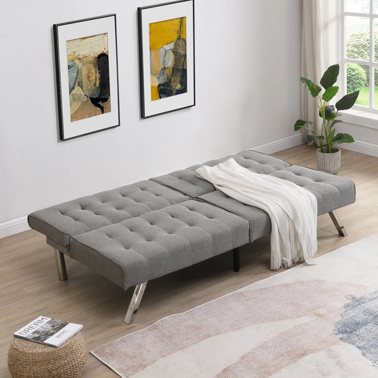 Modern Sofa Bed With Wood Frame And Stainless Legs - Furniture Home Direct