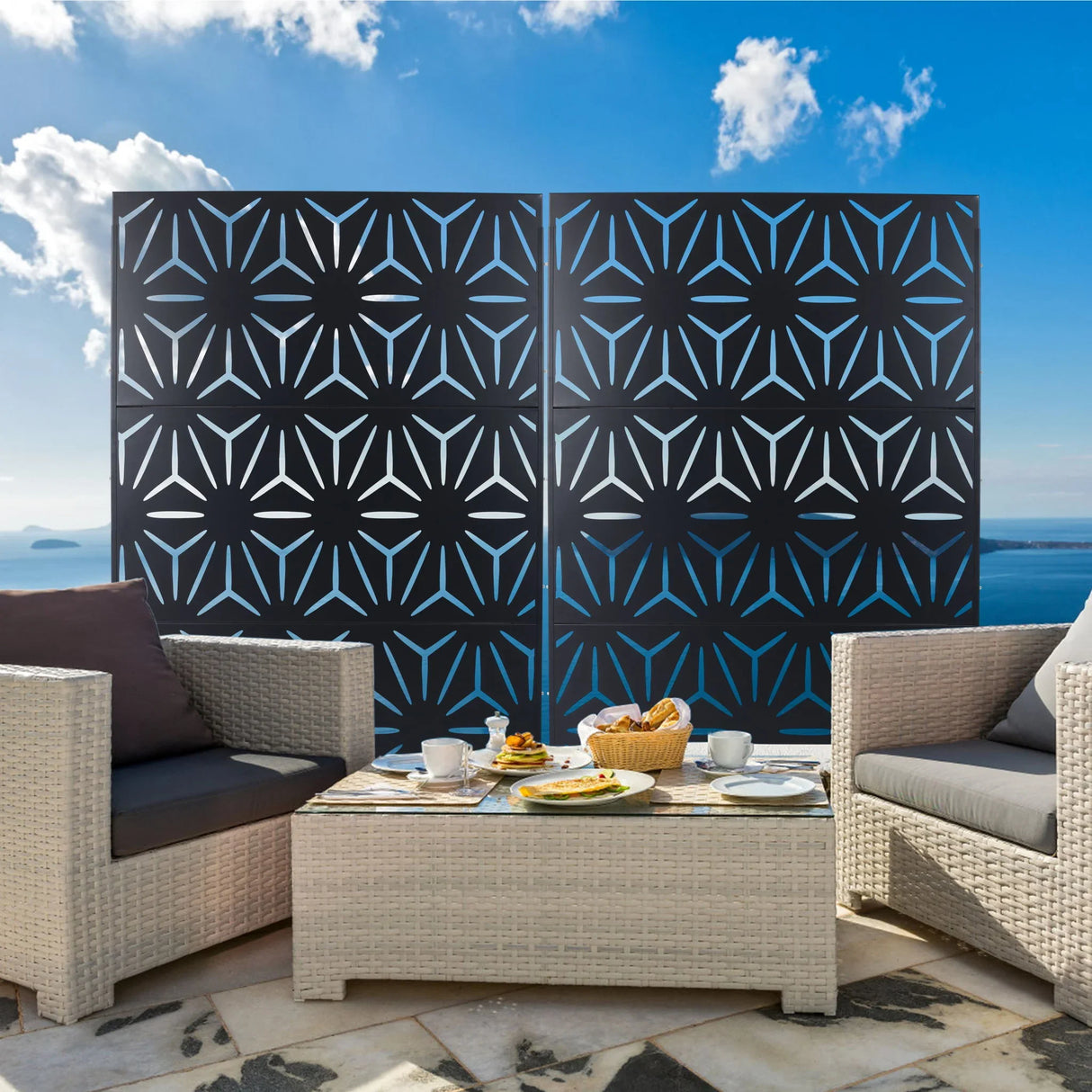 Outdoor & Indoor Metal Privacy Screen, Freestanding Decorative Panels - Furniture Home Direct
