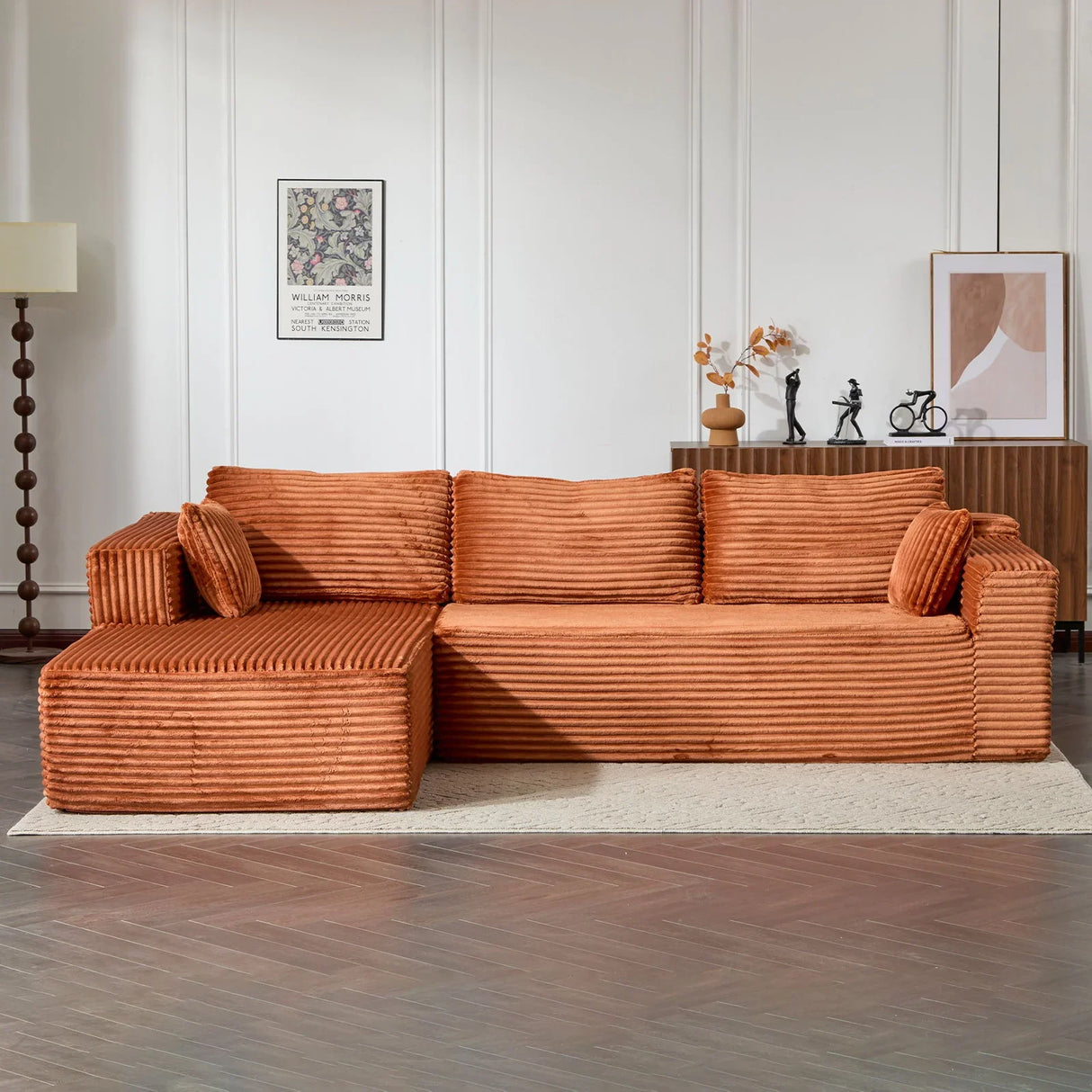Compression Sectional Couch With Comfy Chaise, Boneless L Shape Sofa With Deep Seat - Furniture Home Direct