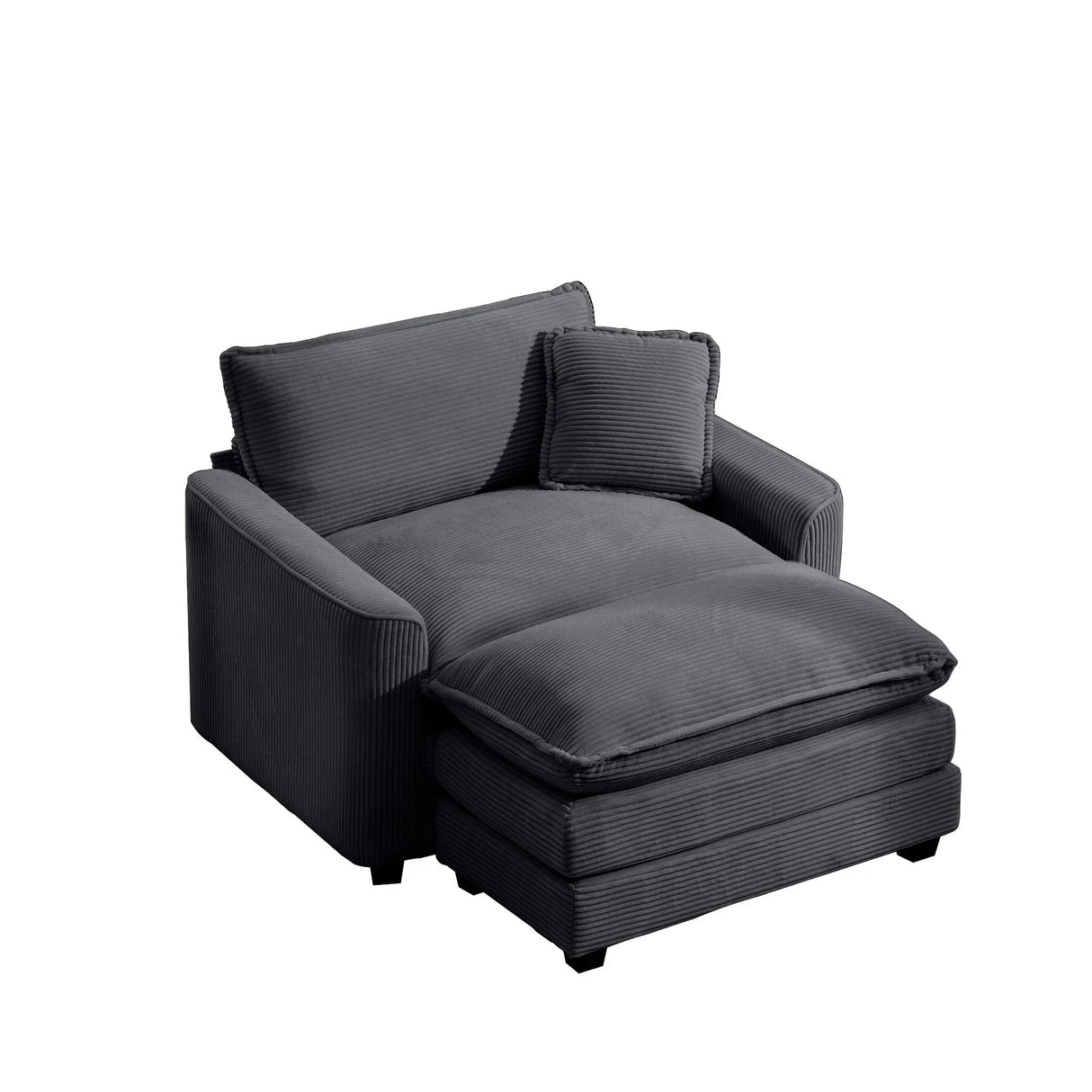 Classic Modern Comfortable Single Chair Deep Seat Sofa With Footstool - Furniture Home Direct