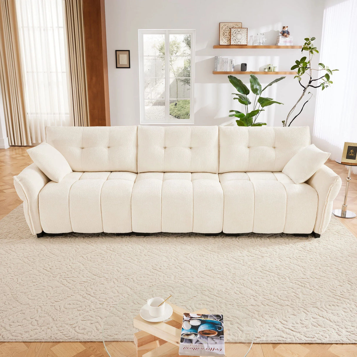 Modern Sofa & Pillows, Textured Cover, High Rebound Cushions - Furniture Home Direct