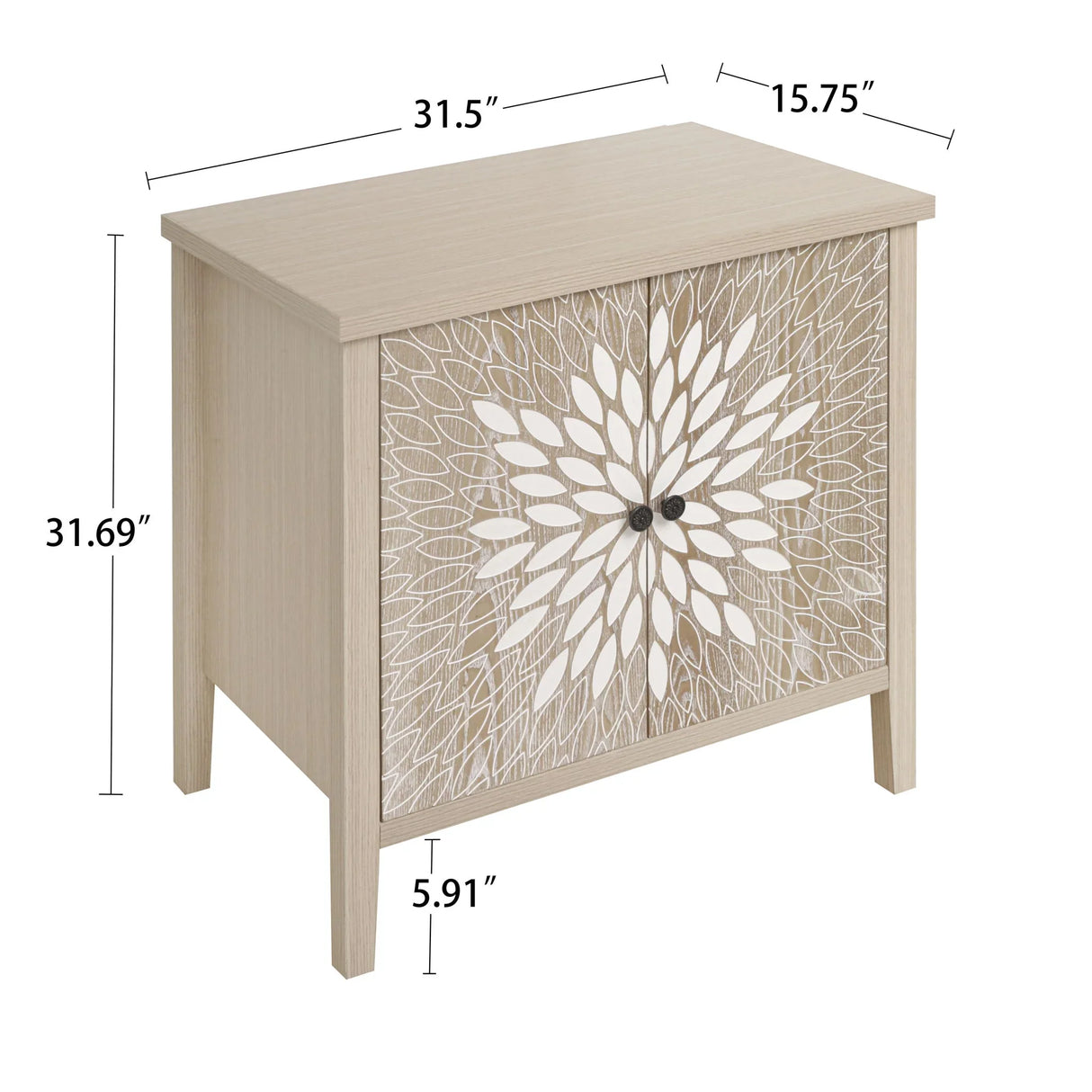 2 Door Carved Storage Cabinet With Adjustable Shelf, Accent Furniture - Furniture Home Direct