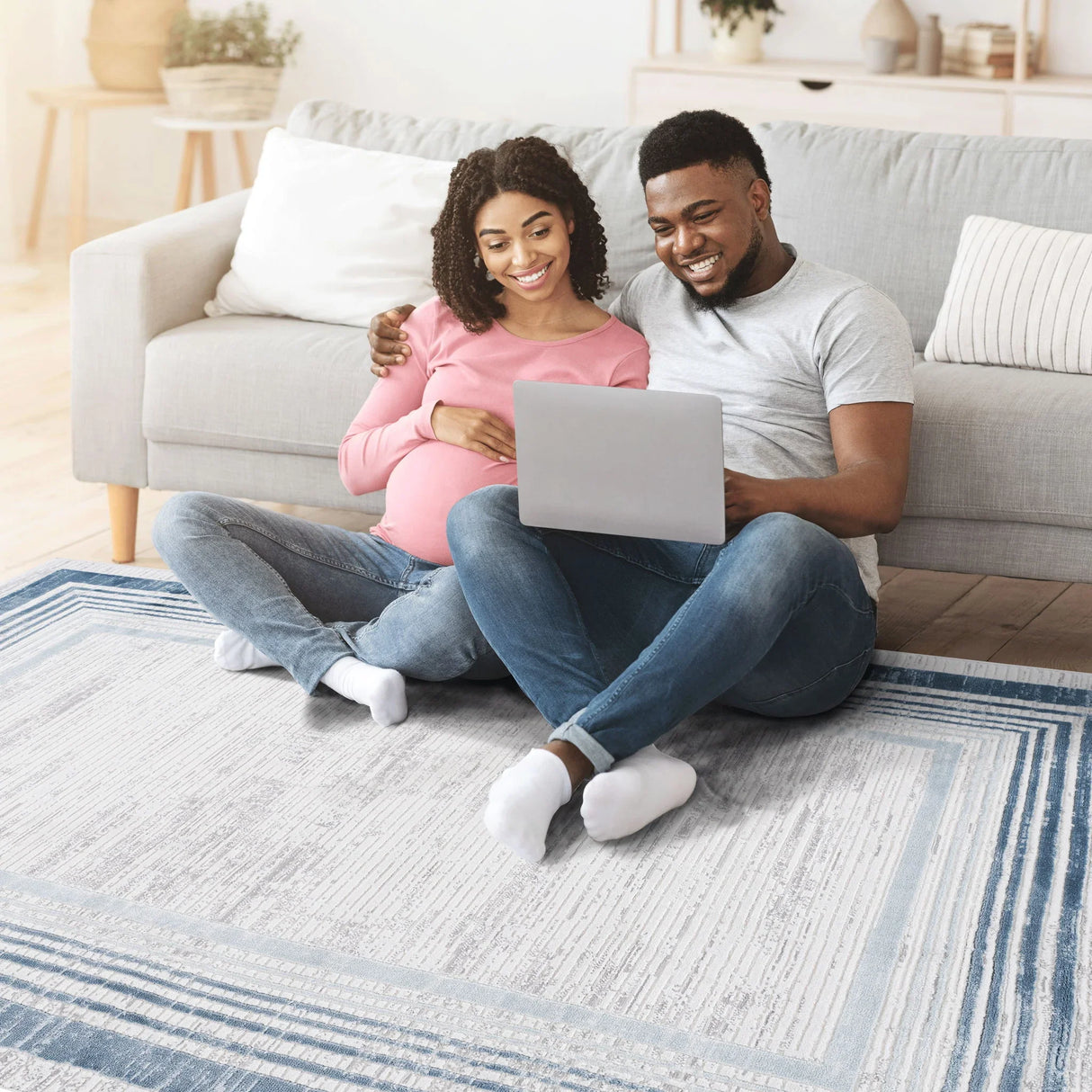 Marfi - Bordered Area Rug - Furniture Home Direct