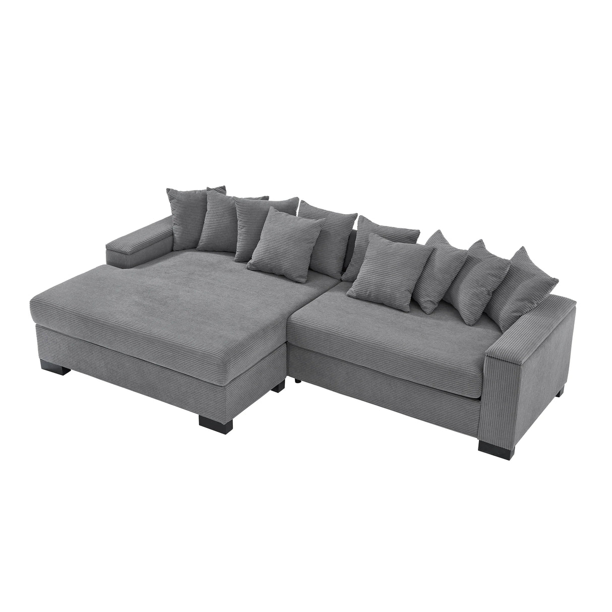 111 Inch Luxury Sectional With Convertible Chaise Grey - Furniture Home Direct