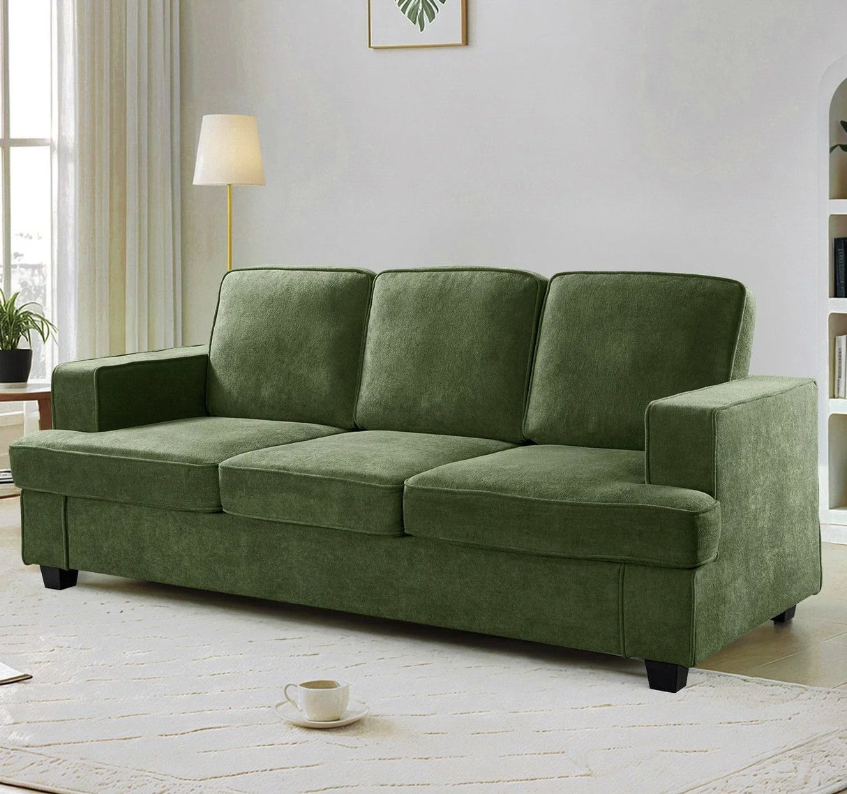 Modern Sofa, Comfortable 3 Seater Couch With Deep Seating, Loose Back Cushions, Wide Arms - Furniture Home Direct