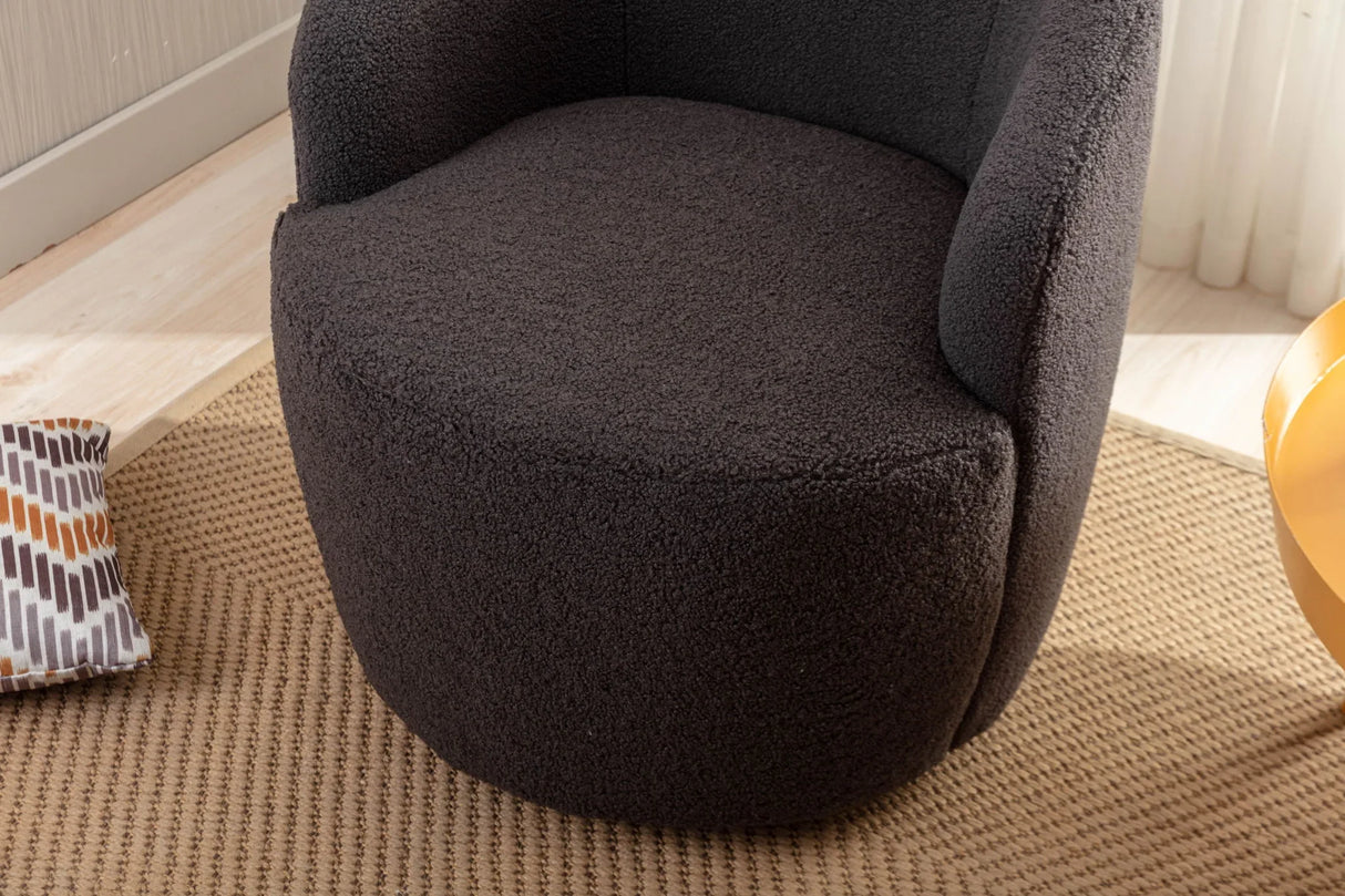 Teddy Fabric Swivel Accent Armchair Barrel Chair With Powder Coating Metal Ring - Furniture Home Direct