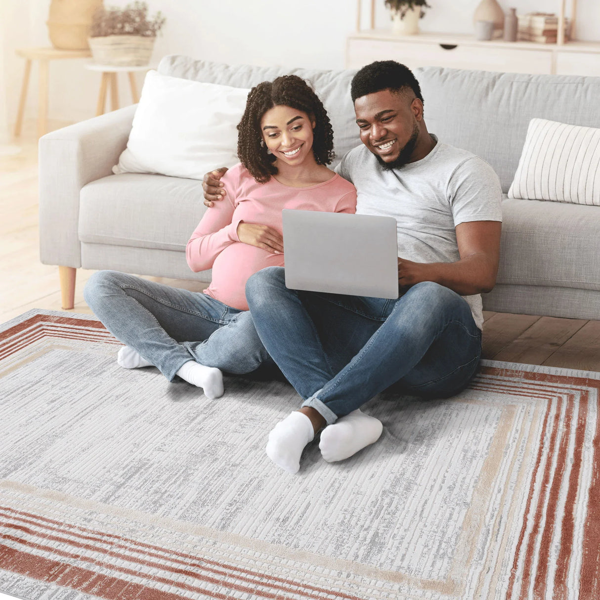 Marfi - Bordered Area Rug - Furniture Home Direct