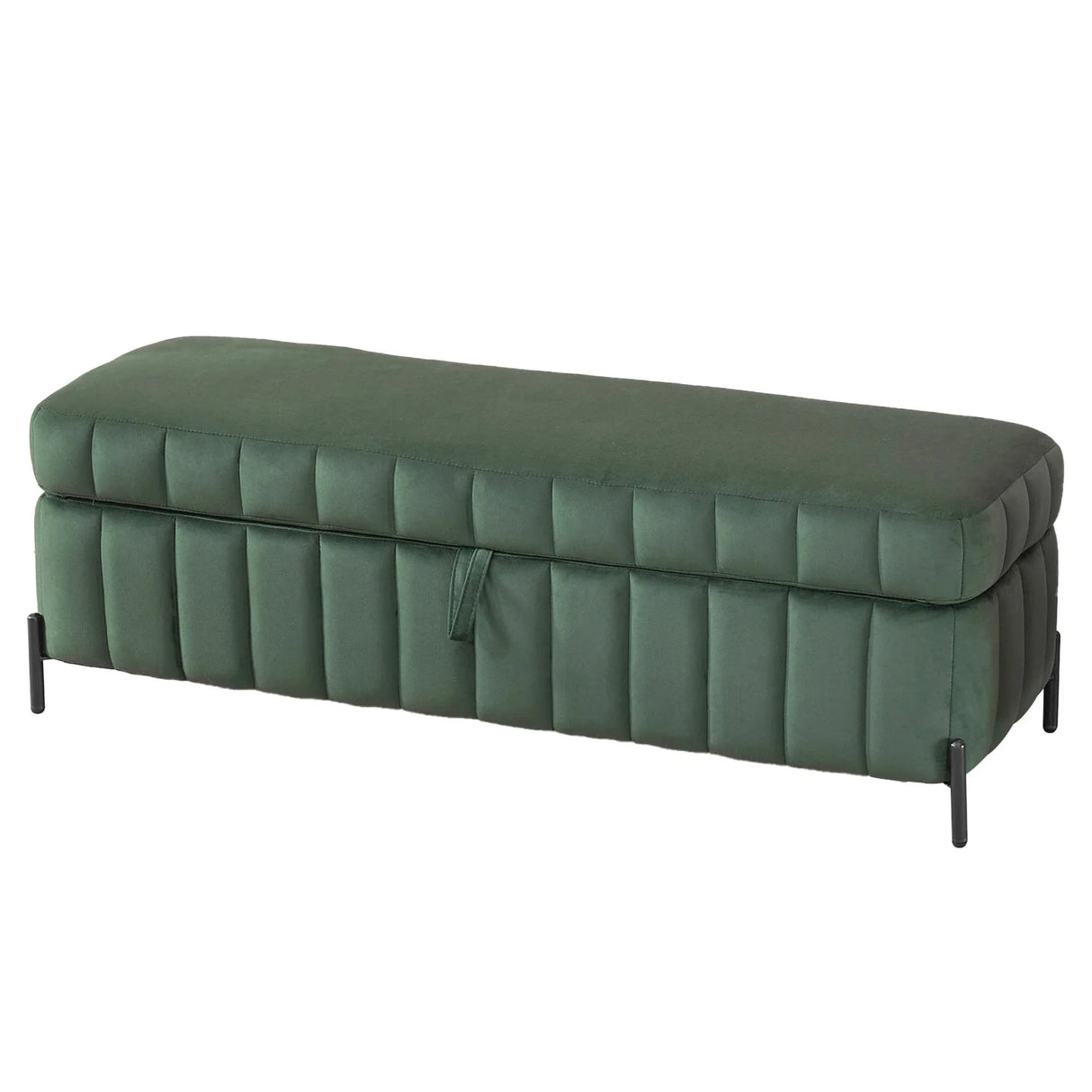 Wide Upholstered Velvet Storage Soft Bench Ottoman With Metal Legs - Furniture Home Direct