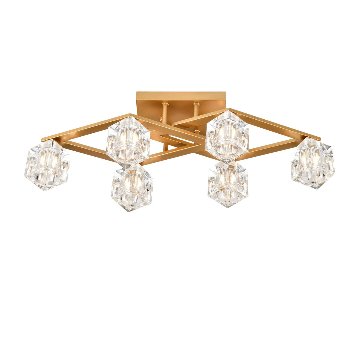 6 Light Crystal Ceiling Light For Dining Room, Modern Ceiling Lamp With Light Fixture For Entryway, Lobby, Kitchen, Bedroom, Living Room, Conference Room, (6*G9 Bulbs Included) - Furniture Home Direct