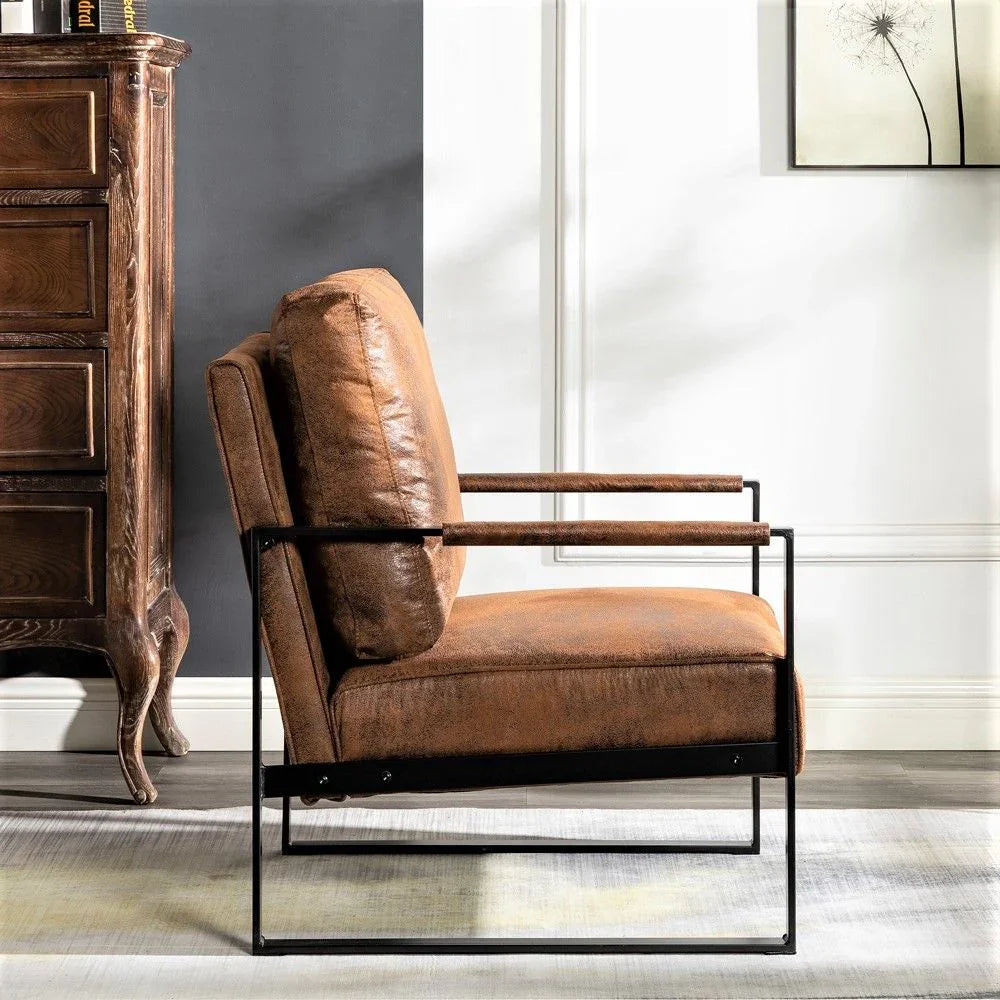 Classic Mid Century Modern Accent Chair With Durable Square Metal Frame, Armchair - Furniture Home Direct