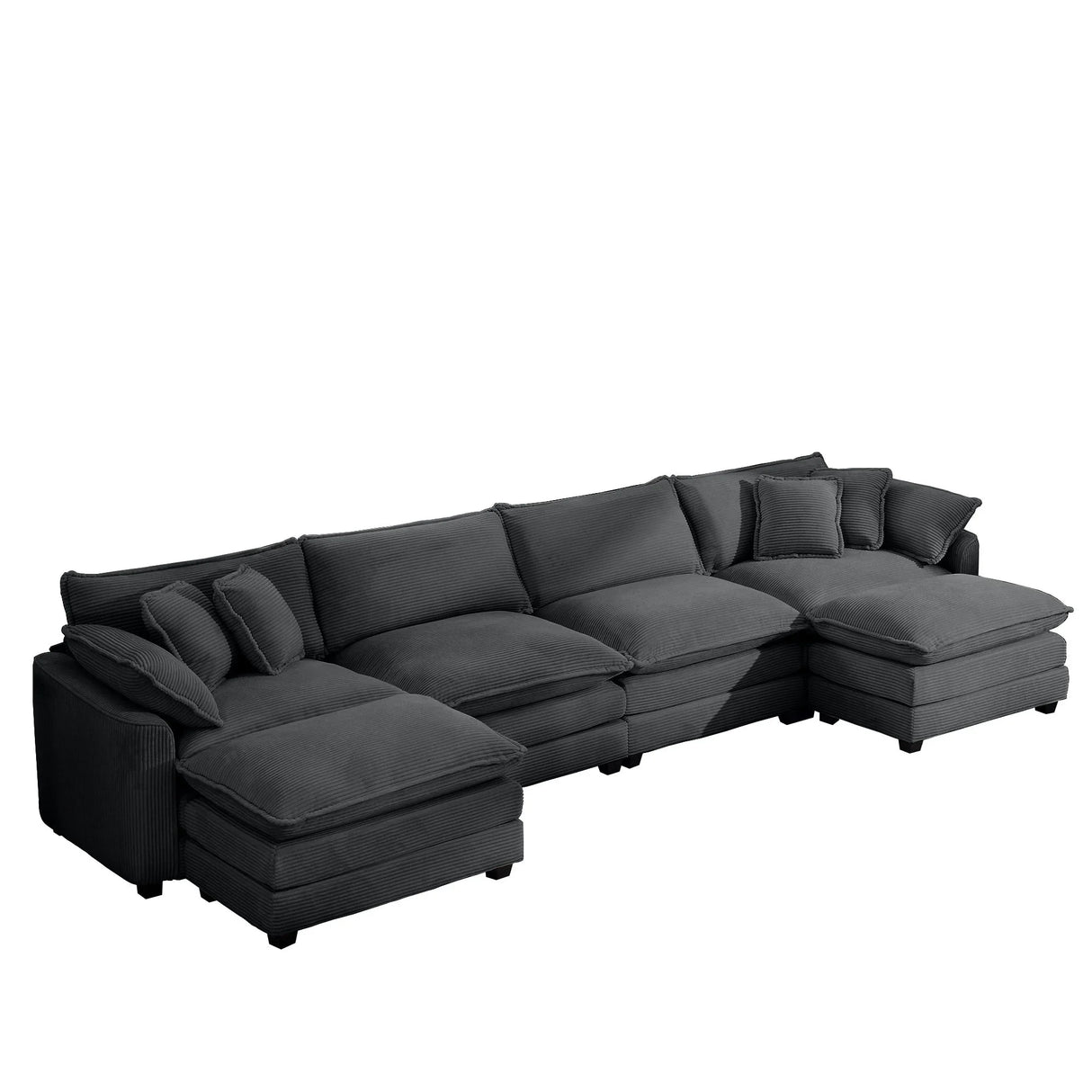 Modern Oversized Modular Cushion Sofa With Ottoman, Low Back, Deep Seating Sofa Set - Furniture Home Direct
