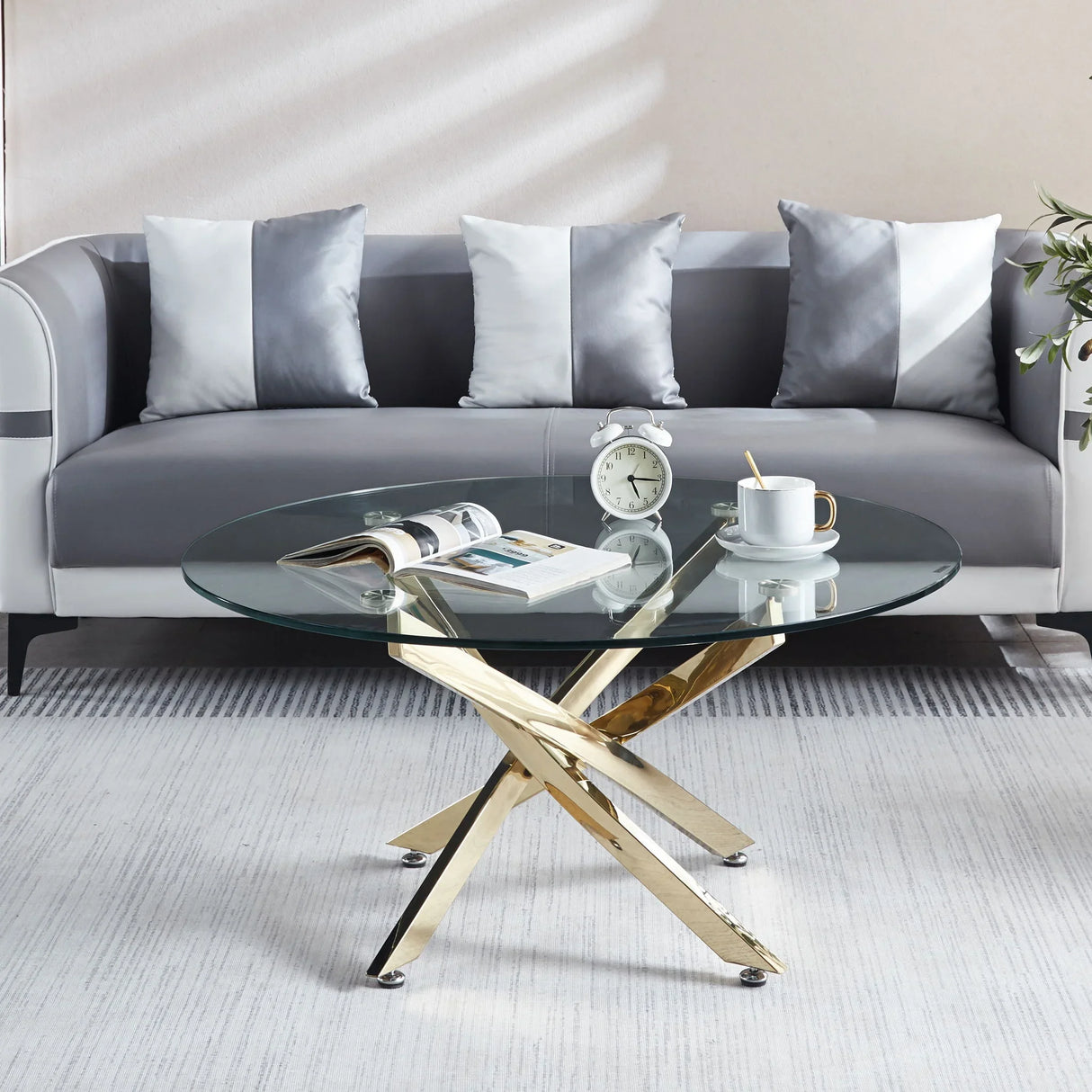Modern Round Tempered Glass Table With Chrome Legs - Furniture Home Direct