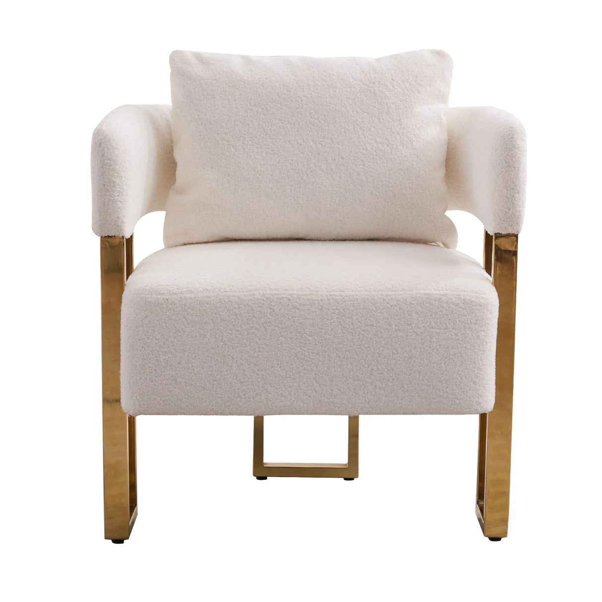 Modern Decorative Chair Teddy Fleece Upholstered And Metal Foot - Furniture Home Direct