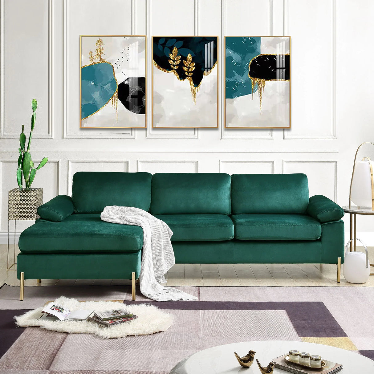 Shannon - Velvet Sectional Sofa With Chaise - Furniture Home Direct