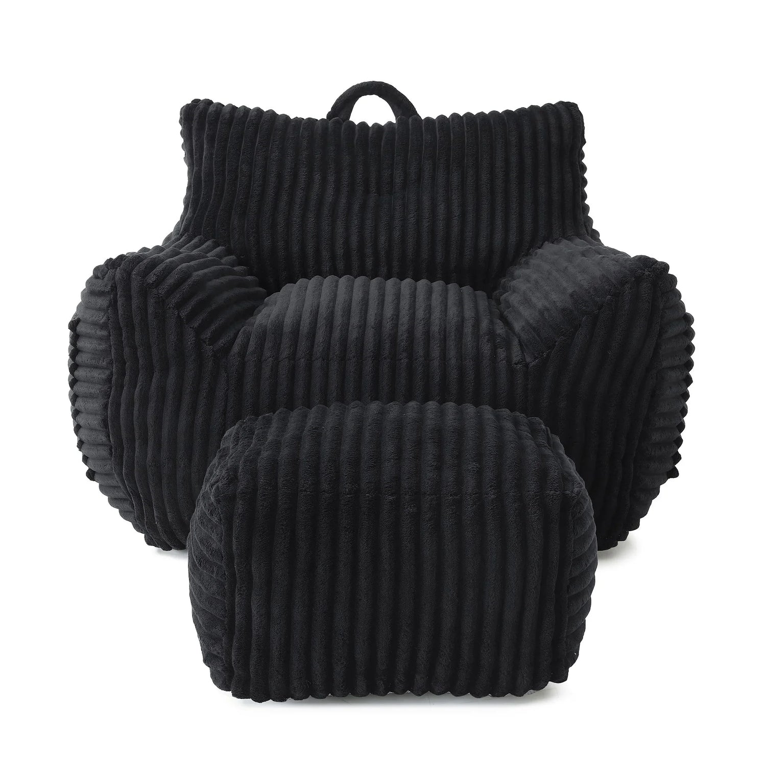 Giant Plush Bean Bag Chair With Armrests And Footstool - Furniture Home Direct