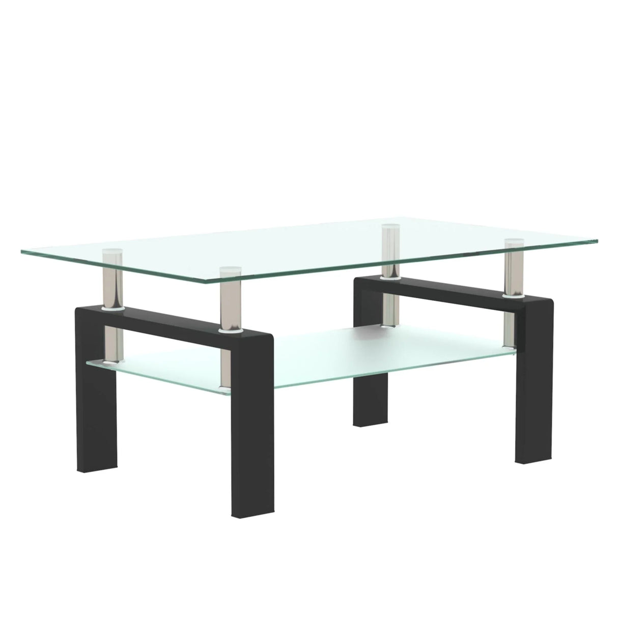 Modern Rectangular Coffee Table With Tempered Glass Top - Furniture Home Direct