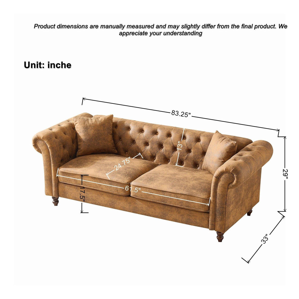 Chesterfield 3 And 2 Seater Sofa Set, High Tech Fabric Upholstered Couch For Living Room - Furniture Home Direct