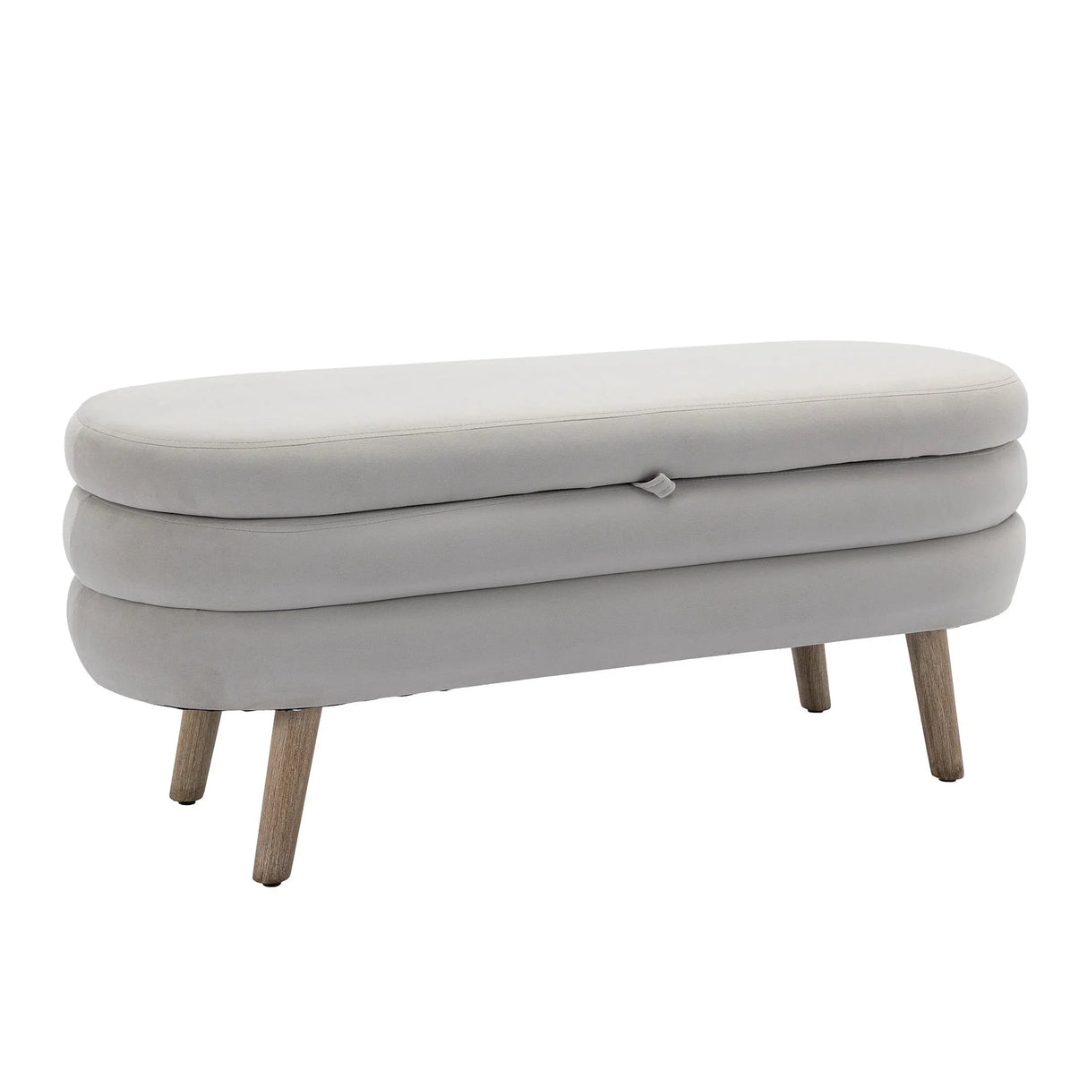 Velvet Fabric Storage Bench With Wood Legs - Furniture Home Direct
