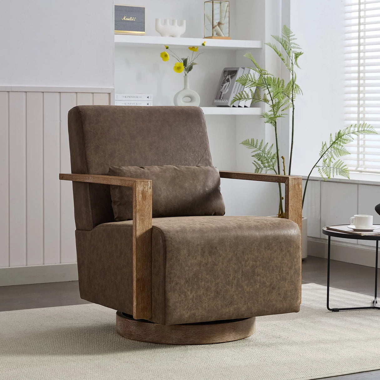 Swivel Modern Upholstered Accent Chair With Armrests - Furniture Home Direct