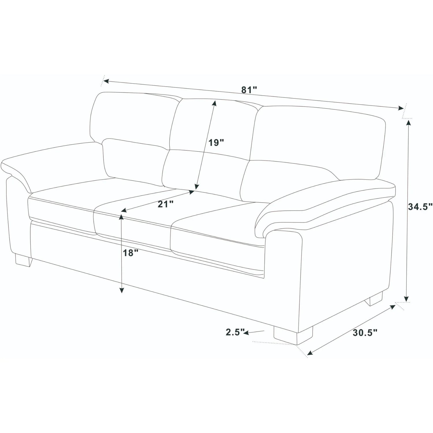 Vintage Inspired 3 Seat Sofa With Tufted Cushions - Furniture Home Direct