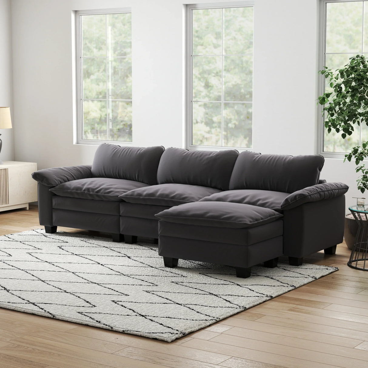 Living Room Bundle - Sectional + Rug + Accent Tables - Furniture Home Direct