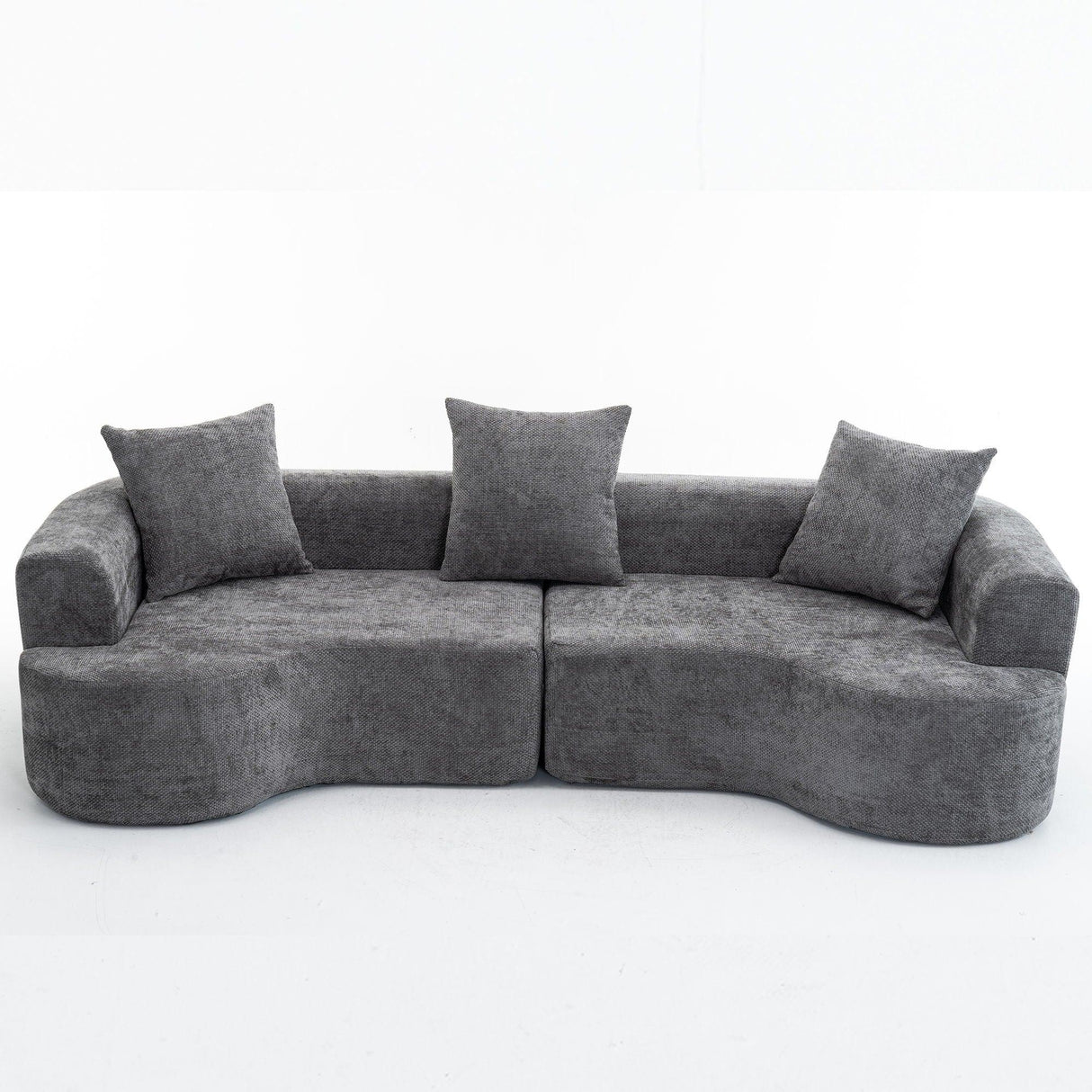 Modern Style Ultra Smooth Curved Sofa With 3 Pillows - Furniture Home Direct