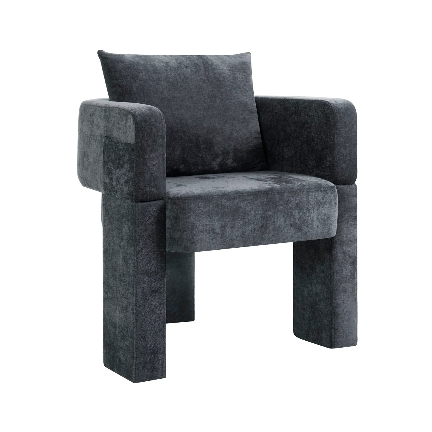 Modern 3 Leg Chenille Accent Chair With Ergonomic Arms & Removable Pillow - Furniture Home Direct
