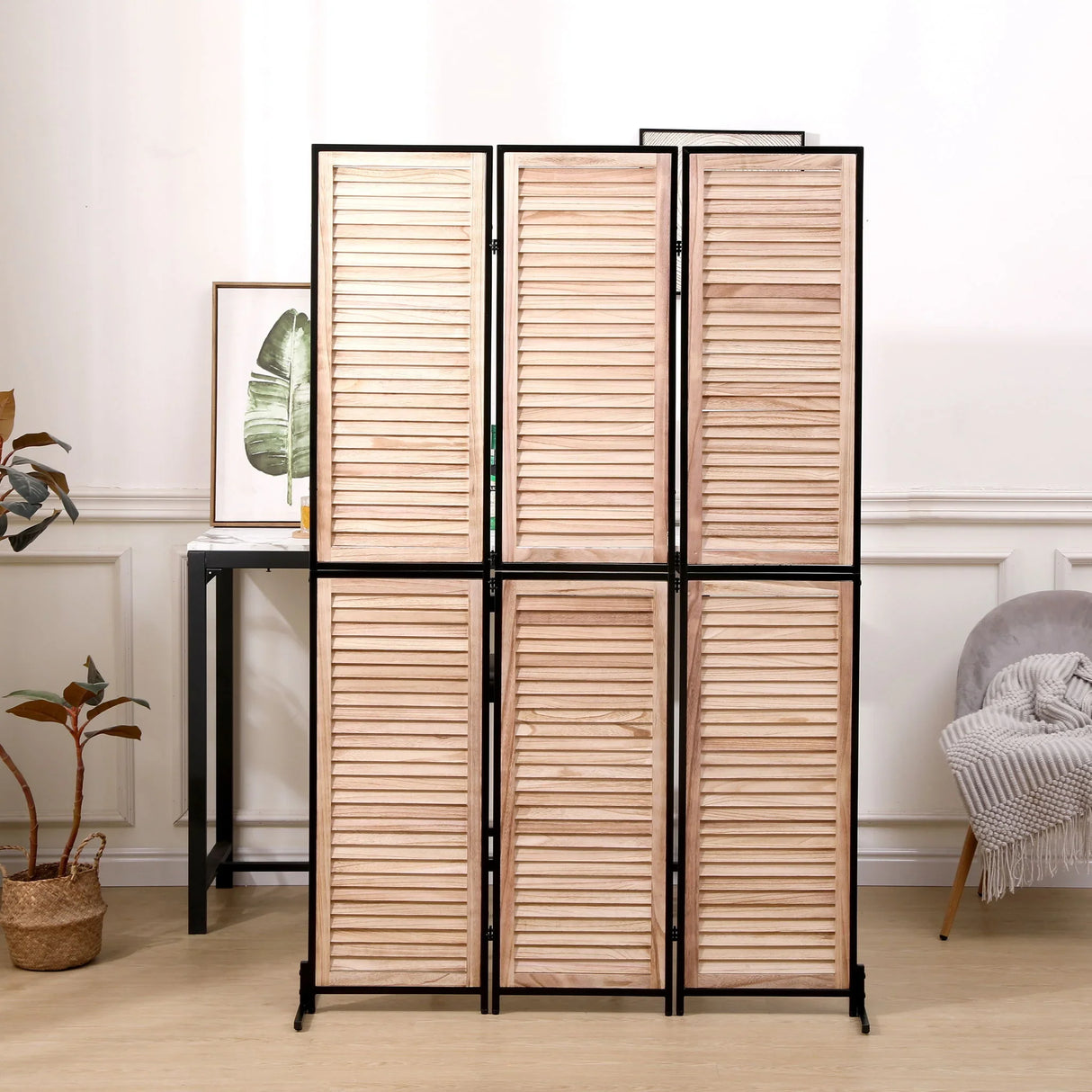 Rustic 3 Panel Room Dividers And Folding Privacy Screen - Furniture Home Direct