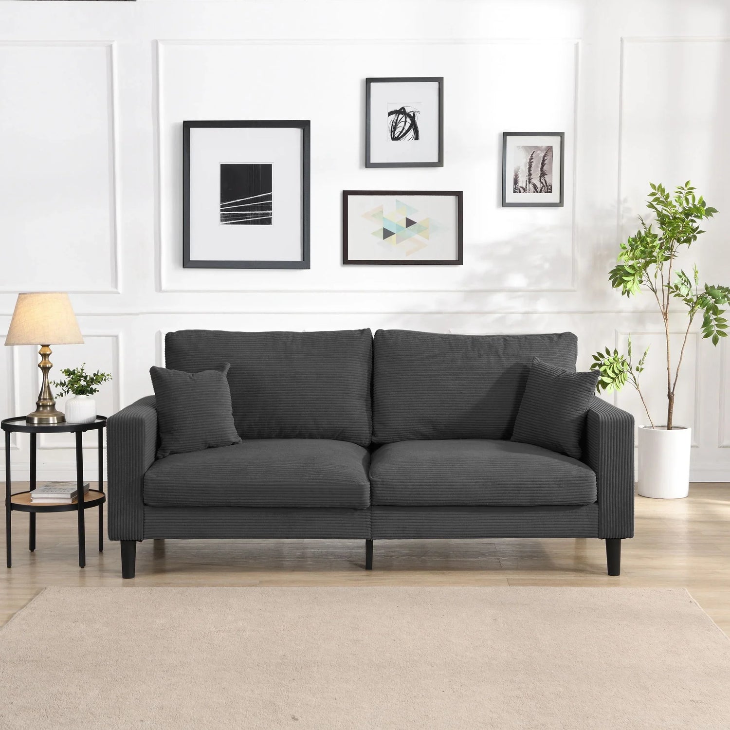 Modern Upholstered 3 Seat Sofa, High Resilience - Furniture Home Direct