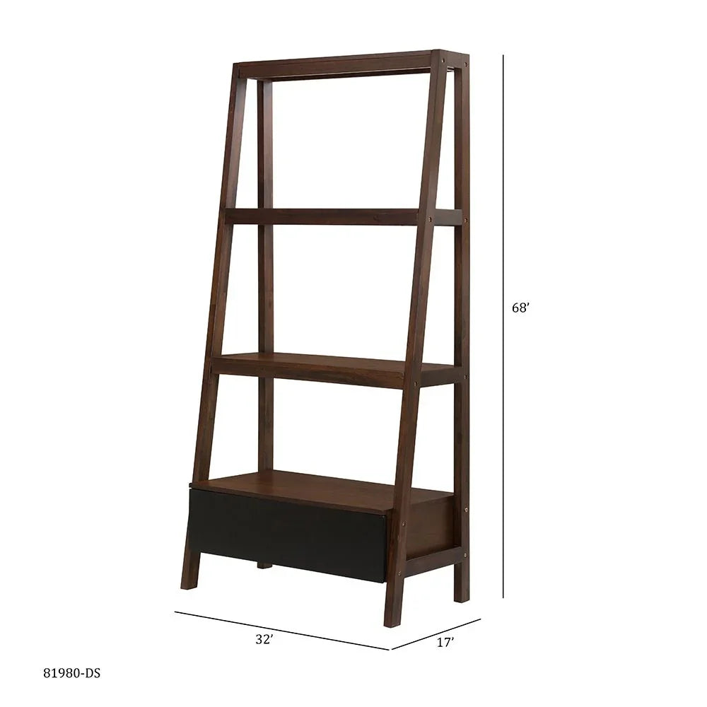 Ladder Style Bookcase - Natural Wood / Brown - Furniture Home Direct
