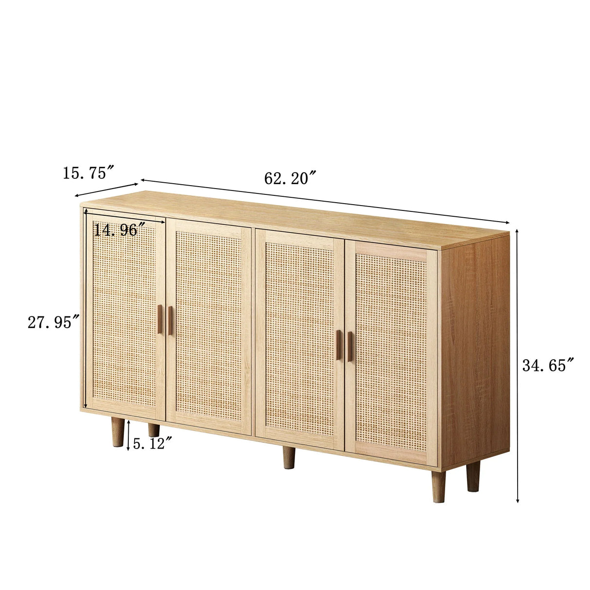 Elegant And Functional 4 Door Rattan Decorative Storage Cabinet - Furniture Home Direct