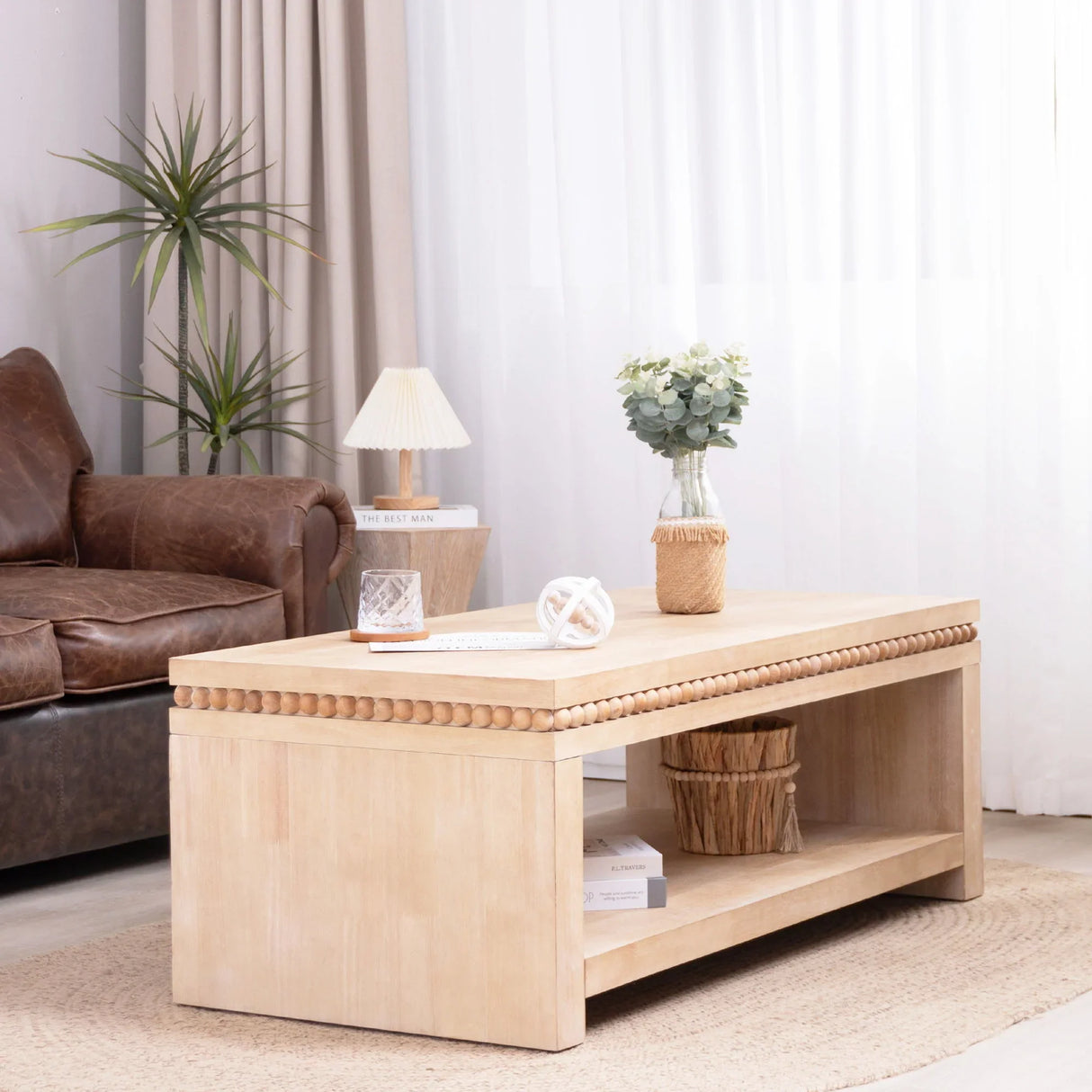 Modern Coffee Table With Beaded Trim - Furniture Home Direct