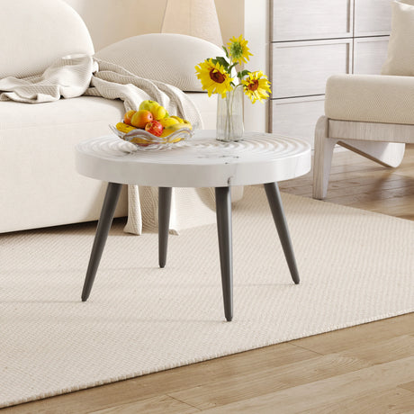 Elegant White Marble Round Coffee Table - Furniture Home Direct