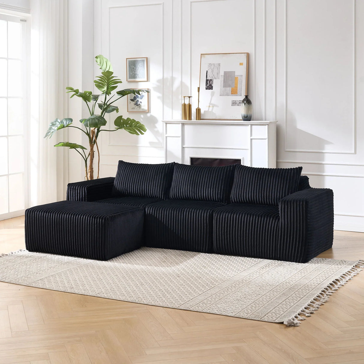 L - Shape Modern Minimalist Modular Sectional Sofa, Upholstered Cloud Couch With Deep Seats - Furniture Home Direct