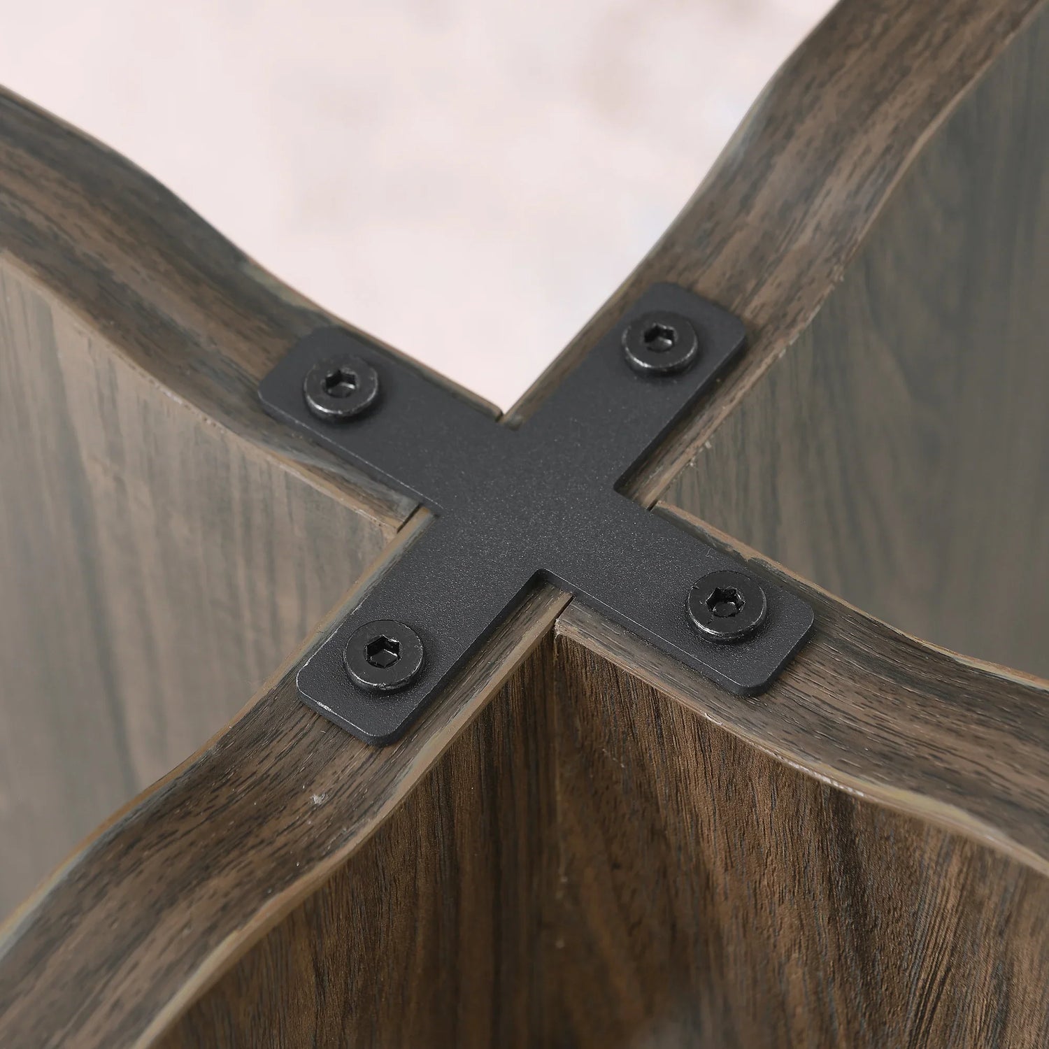 Round Side Table With X Leg Base MDF Finish Natural Walnut - Furniture Home Direct