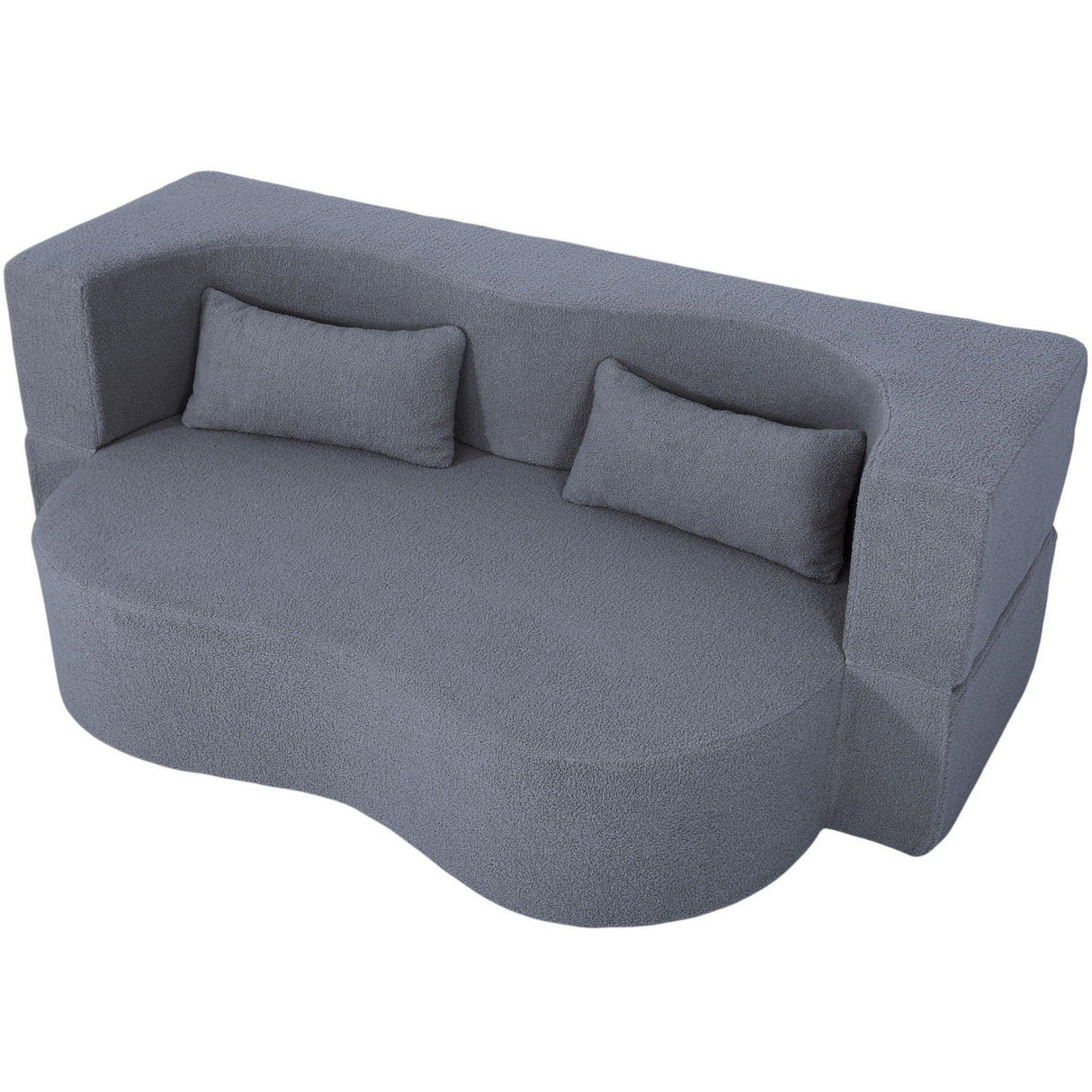 2 In 1 Convertible Full Size Folding Loveseat Couch With Soft Teddy Fabric - Furniture Home Direct
