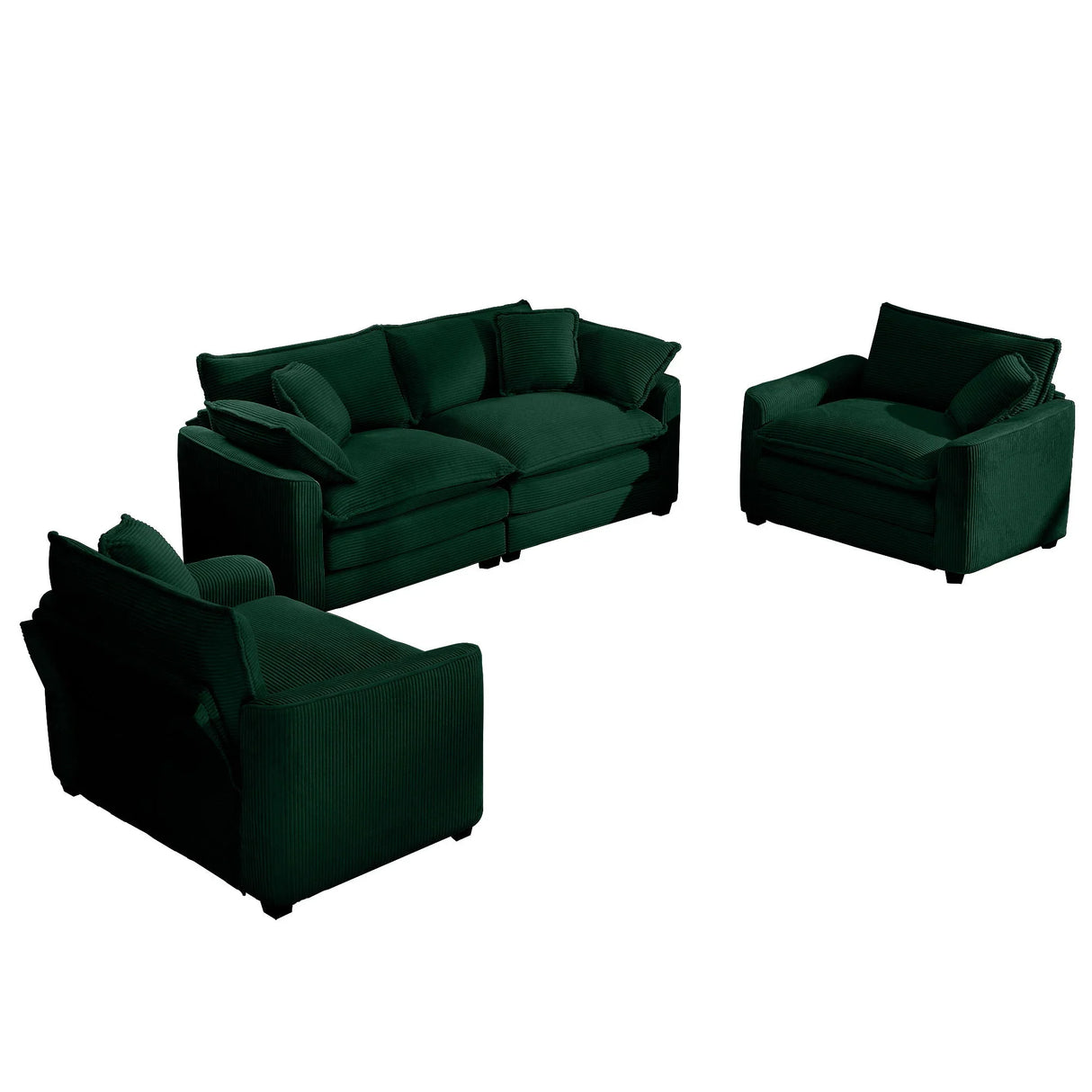Elegant Corduroy Oversized Sectional Sofa Set With Deep Seats And Flexible Layout - Furniture Home Direct