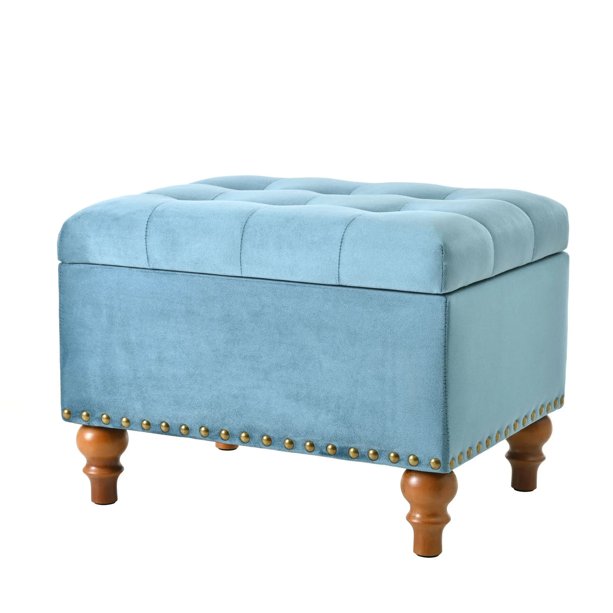Upholstered Ottoman With Storage And Rivet Trim - Furniture Home Direct