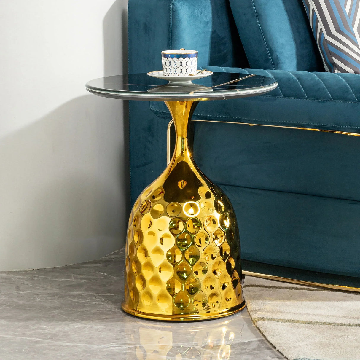 Nordic Style Iron Round Tray Coffee Table Carbon Steel - Gold - Furniture Home Direct