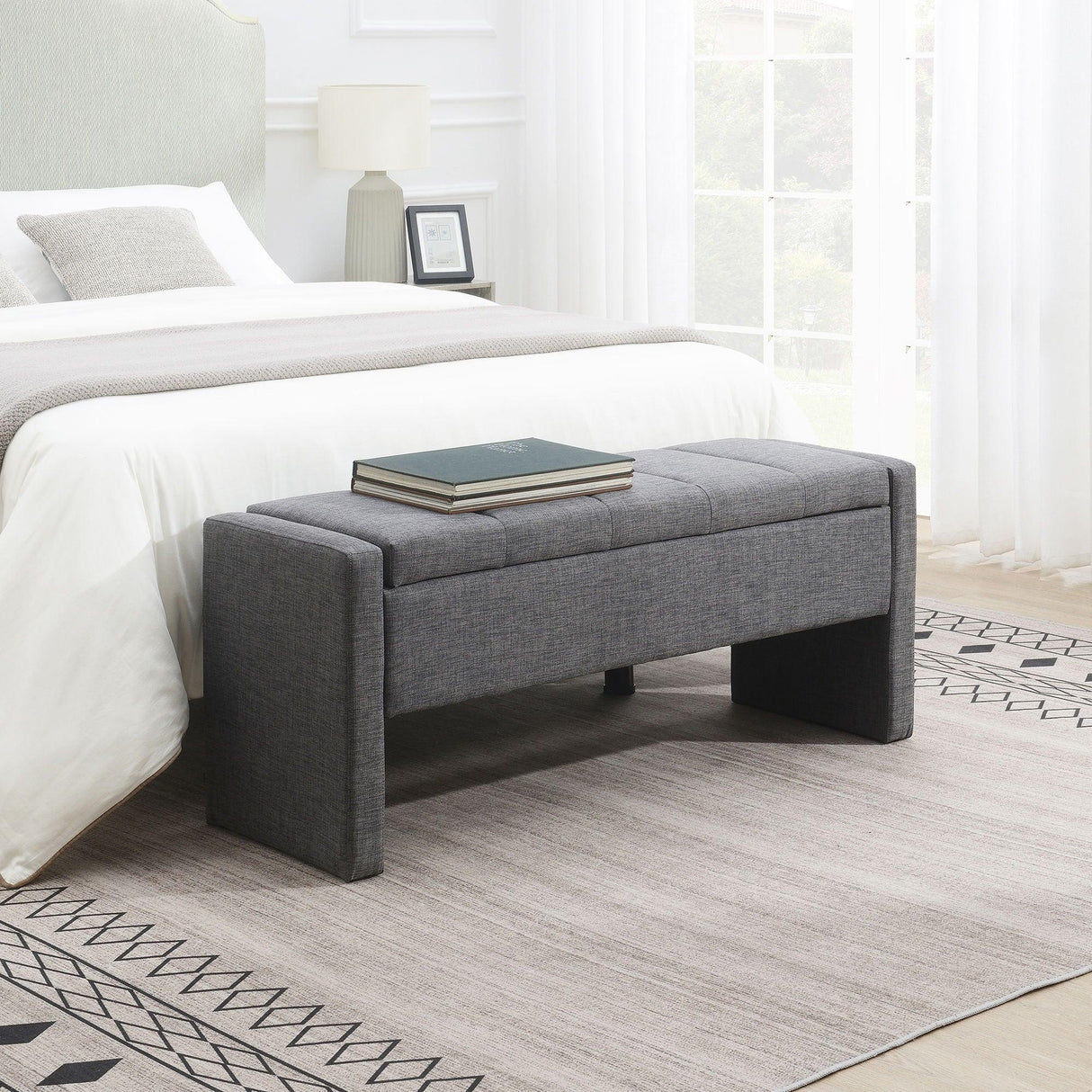 Modern Upholstered Large Bed End Bench With Storage - Furniture Home Direct