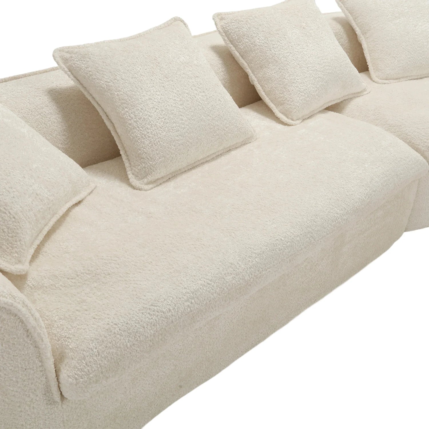 Sectional Sofa Chenille With Plush Soft Cushions Beige - Furniture Home Direct