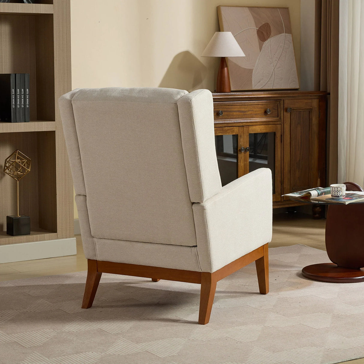 Wide Modern Accent Chair With Wood Legs For Living Room - Furniture Home Direct