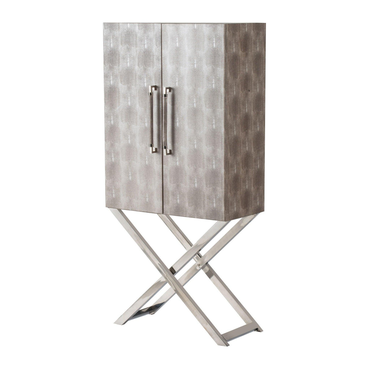 Cabinet - Silver - Faux Leather - Furniture Home Direct