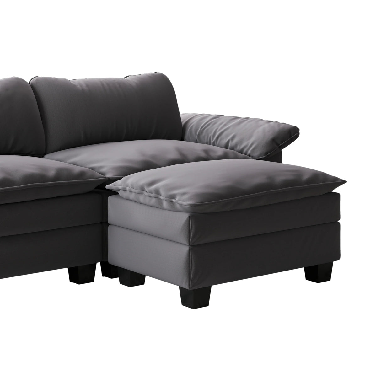 Sectional Sofa with Chaise Velvet Upholstery Premium Grey - Furniture Home Direct