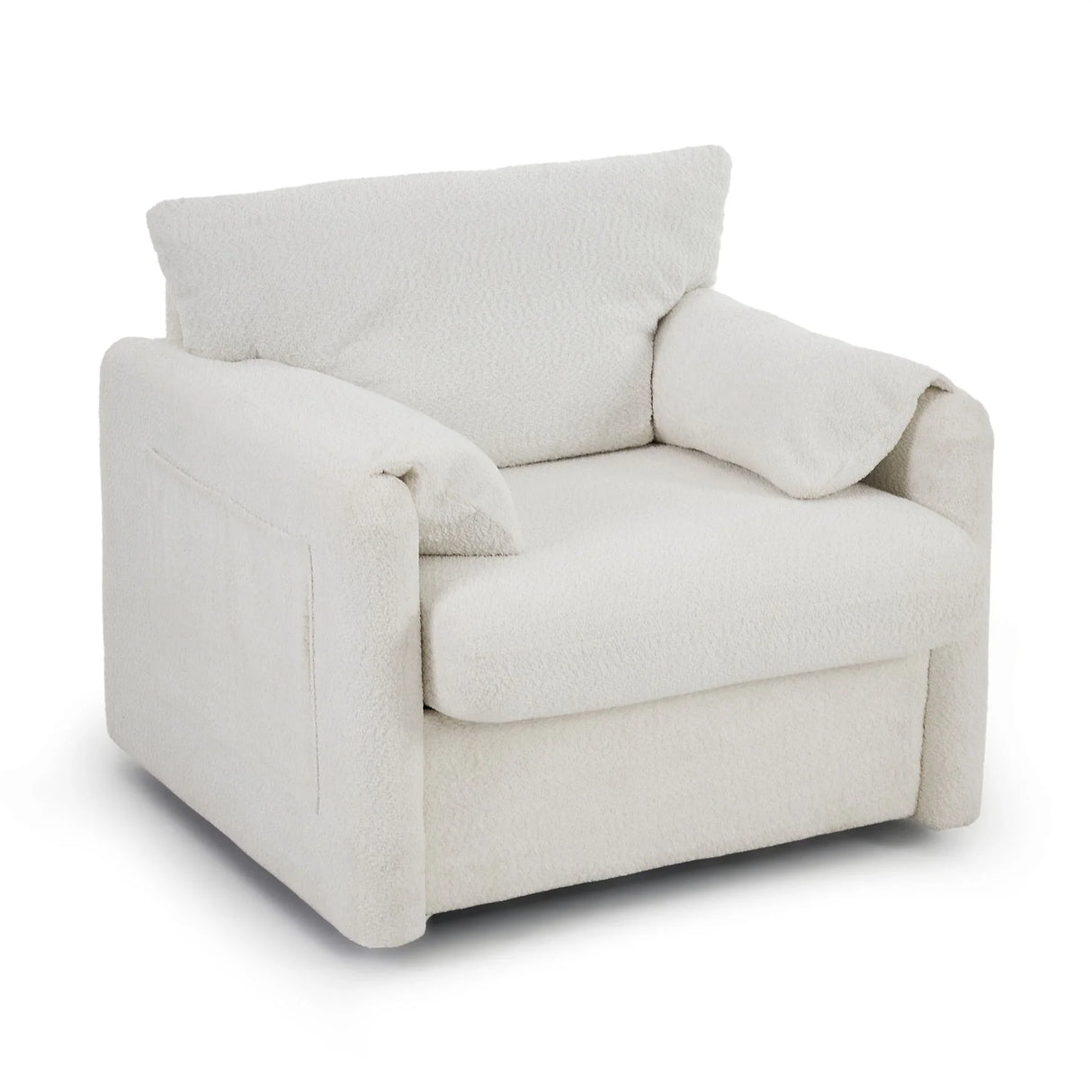 Swivel Modern Swivel Accent Chair Single Seater 360° Rotating For Living Room, Bedroom - Ivory White - Furniture Home Direct