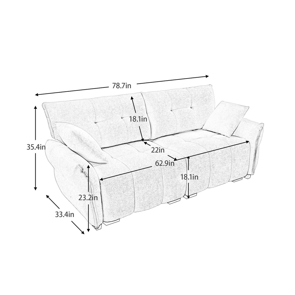 Modern Sofa & Pillows, Textured Cover, High Rebound Cushions - Furniture Home Direct