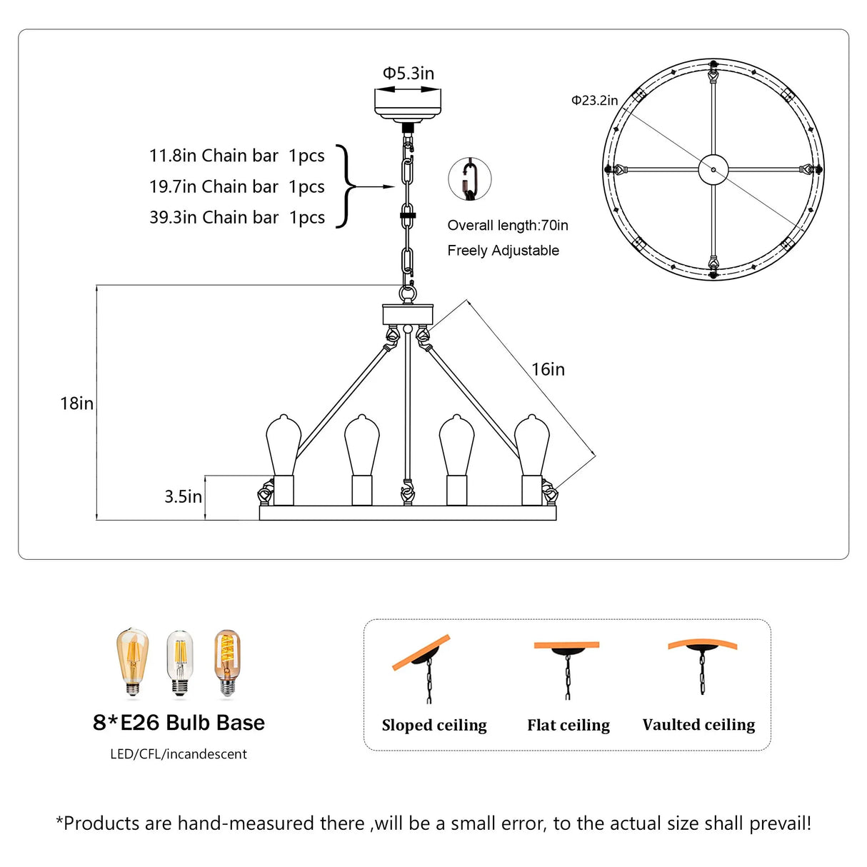 6 Light (No Bulbs) Wagon Wheel Chandelier Farmhouse Modern Small Round Chandelier For Living Room Kitchen Island Foyer Hallway Entryway Bedroom Dining Room Light Fixture Ceiling Hanging - Matte Black - Furniture Home Direct