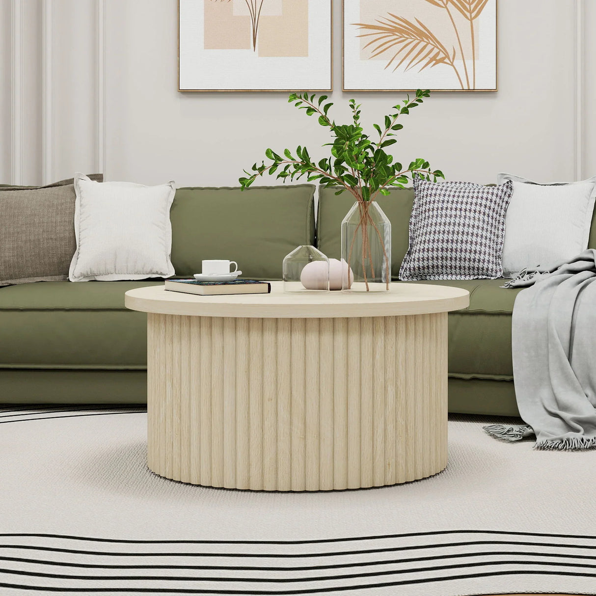 Coffee Table, Round Coffee Table, Modern Side Tables Accent End Table For Living Room, Apartment - Natural - Furniture Home Direct