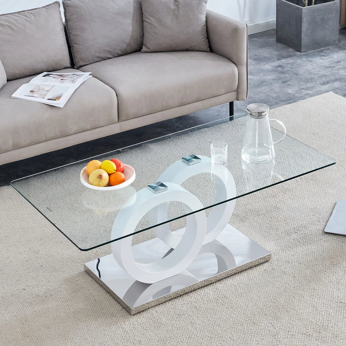Contemporary Style Glass Top Coffee Table - Furniture Home Direct